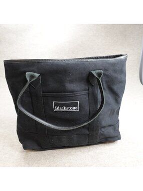 Blackstone Tote Bag Black Large Canvas Leather Zip